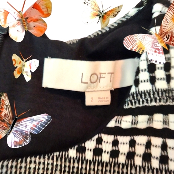 Loft Black/White Fit & Flare Summer Dress, size 2 - Picture 4 of 4